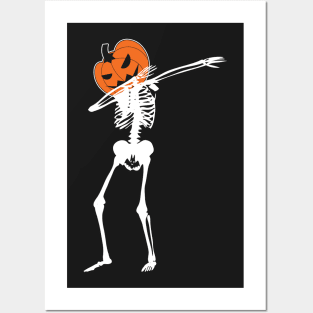 Dab Pumpkin Head Skeleton Posters and Art